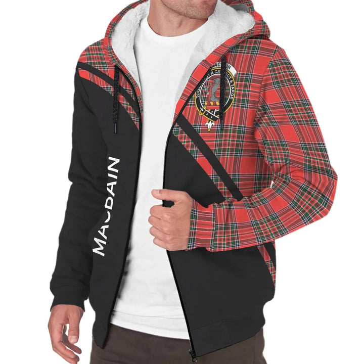 Scottish MacBain Clan Crest Tartan Curve Sherpa Hoodie