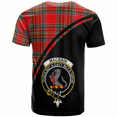 Scottish MacBain Clan Crest Tartan Curve T-Shirt Back Side Tartan Plaid