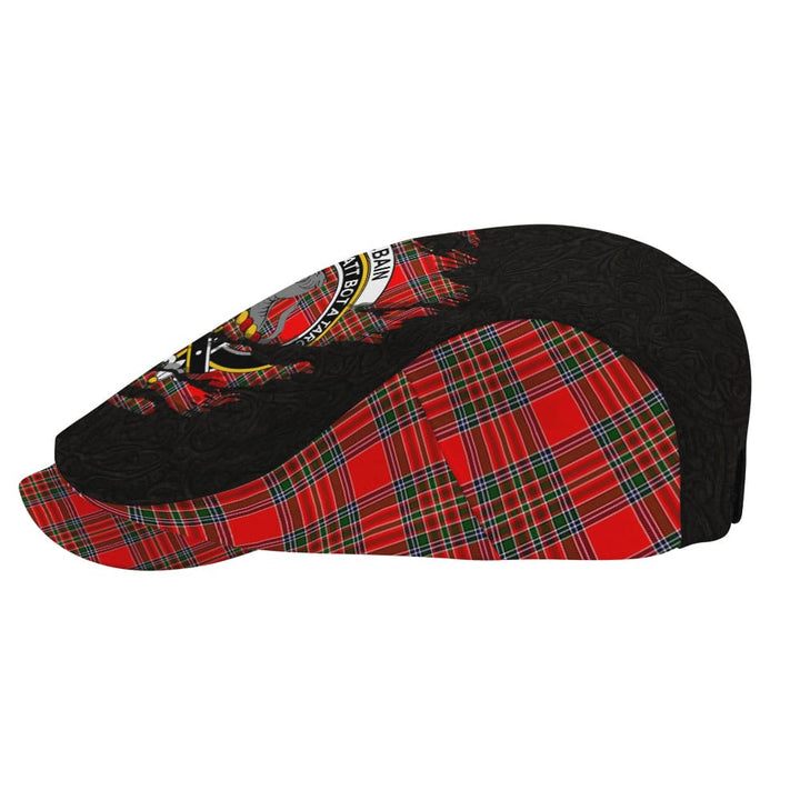 Scottish MacBain Clan Crest Tartan Flat Cap - Scratch Style Tartan Plaid 3