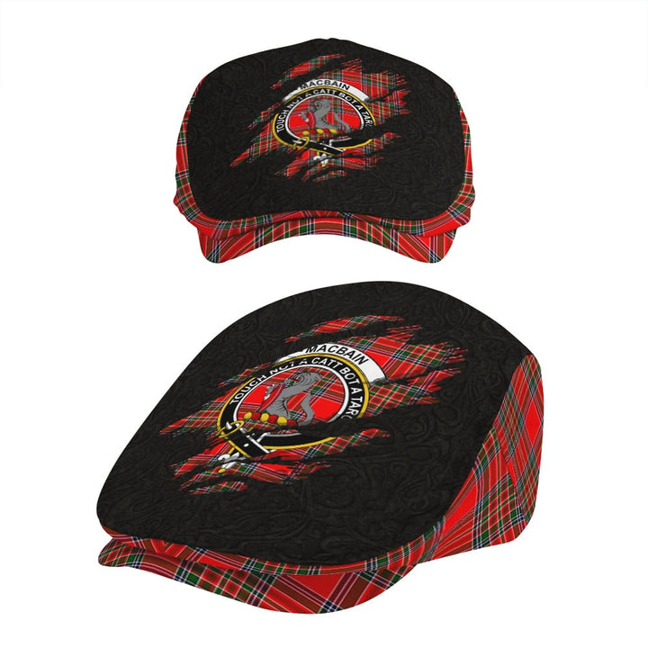 Scottish MacBain Clan Crest Tartan Flat Cap - Scratch Style Tartan Plaid 5