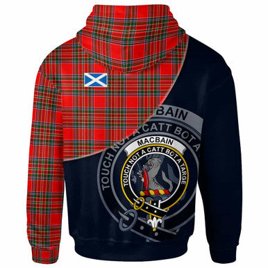 Scottish MacBain Clan Crest Tartan Hoodie - Bend Style Back Side Tartan Plaid