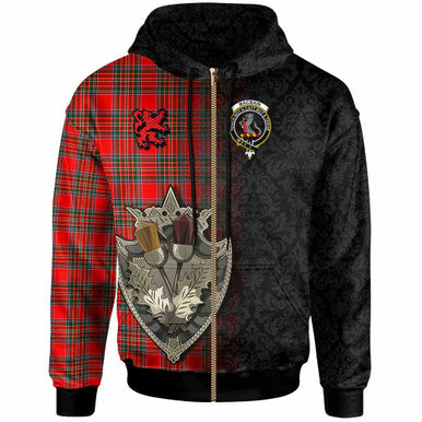 Scottish MacBain Clan Crest Tartan Hoodie - Half Thistle Flowers Celtic Design Zip-up Tartan Plaid