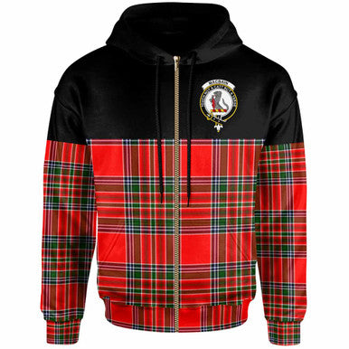 Scottish MacBain Clan Crest Tartan Hoodie - Horizontal Style Zip-up Tartan Plaid