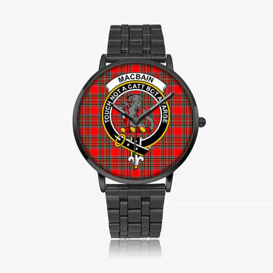 Scottish MacBain Clan Crest Tartan Instafamous Steel Quartz Watches Tartan Plaid Black 1