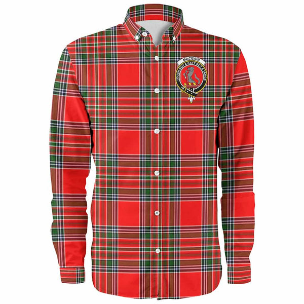 Scottish MacBain Clan Crest Tartan Long Sleeve Shirt Front Side Tartan Plaid