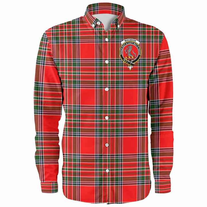Scottish MacBain Clan Crest Tartan Long Sleeve Shirt Front Side Tartan Plaid