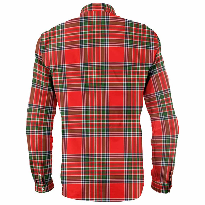 Scottish MacBain Clan Crest Tartan Long Sleeve Shirt Back Side Tartan Plaid