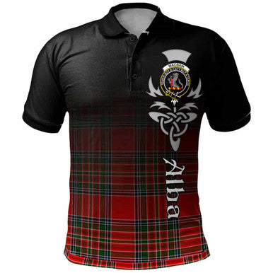 Scottish MacBain Clan Crest Tartan Polo Shirt - Alba Gu Brath Family Crest Celtic Inspired Front Side Tartan Plaid