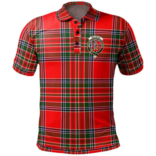 Scottish MacBain Clan Crest Tartan Polo Shirt Front Side Tartan Plaid