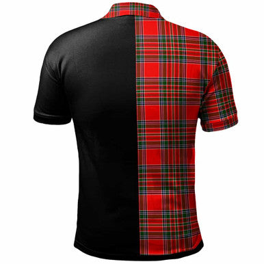 Scottish MacBain Clan Crest Tartan Polo Shirt - Half in Me Back Side Tartan Plaid