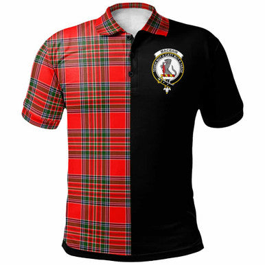 Scottish MacBain Clan Crest Tartan Polo Shirt - Half in Me Front Side Tartan Plaid