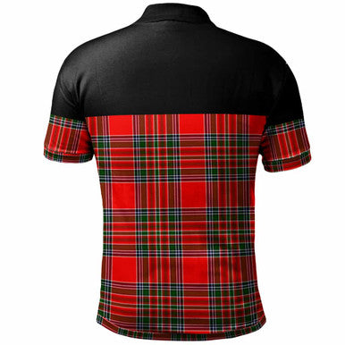 Scottish MacBain Clan Crest Tartan Polo Shirt - Horizontal Style Back Side Tartan Plaid