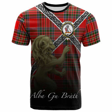 Scottish MacBain Clan Crest Tartan T-Shirt - Celtic With Scotland Lion Front Side Tartan Plaid