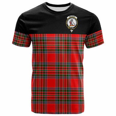 Scottish MacBain Clan Crest Tartan T-Shirt - Horizontal Style Front Side Tartan Plaid
