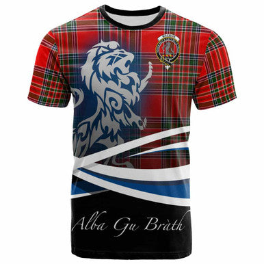 Scottish MacBain Clan Crest Tartan T-Shirt - Scotland Lion Front Side Tartan Plaid