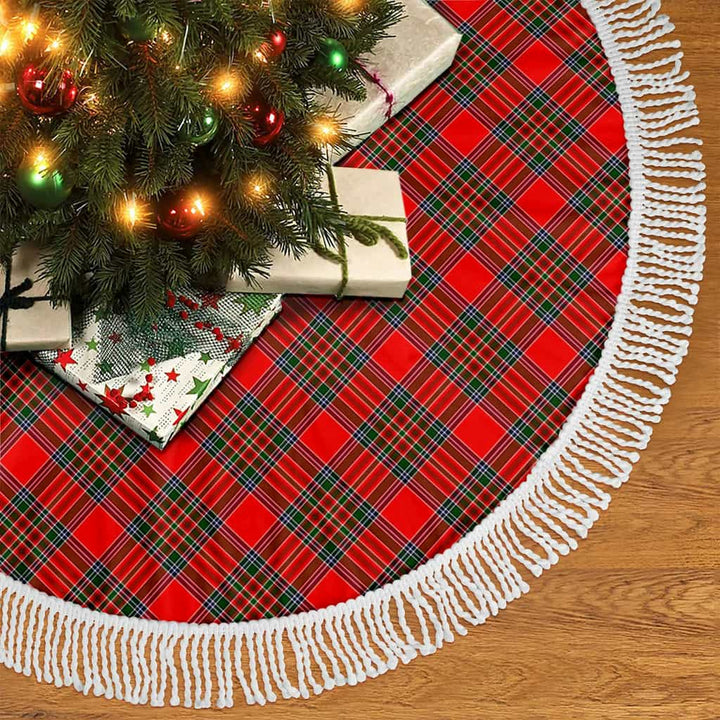 Scottish MacBean Modern Clan Tartan Christmas Tree Skirt Tassels 2 Tartan Plaid