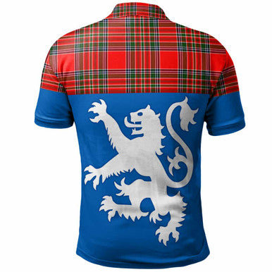 Scottish MacBean Modern Clan Tartan Polo Shirt - Lion Rampant of Scotland With Flag Back Side Tartan Plaid