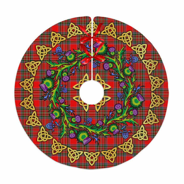 Scottish MacBean Modern Clan Tartan Thistle Celtic Knot Christmas Tree Skirt No Tassels Tartan Plaid 1