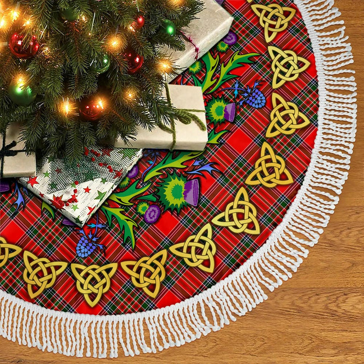 Scottish MacBean Modern Clan Tartan Thistle Celtic Knot Christmas Tree Skirt Tassels Tartan Plaid 2