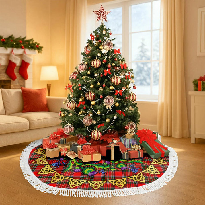 Scottish MacBean Modern Clan Tartan Thistle Celtic Knot Christmas Tree Skirt Tassels Tartan Plaid 3