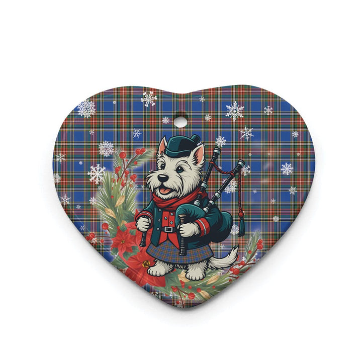 Scottish MacBeth Ancient Clan Tartan Ceramic Ornament Cute Scottish Terrier Dog Heart Style Tartan Plaid