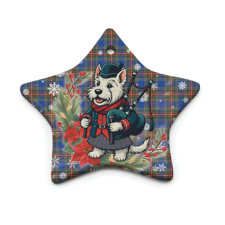 Scottish MacBeth Ancient Clan Tartan Ceramic Ornament Cute Scottish Terrier Dog Star Style Tartan Plaid