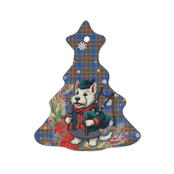Scottish MacBeth Ancient Clan Tartan Ceramic Ornament Cute Scottish Terrier Dog Tree Style Tartan Plaid