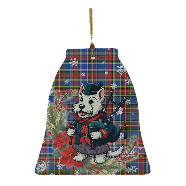 Scottish MacBeth Modern Clan Tartan Ceramic Ornament Cute Scottish Terrier Dog Bell Style Tartan Plaid
