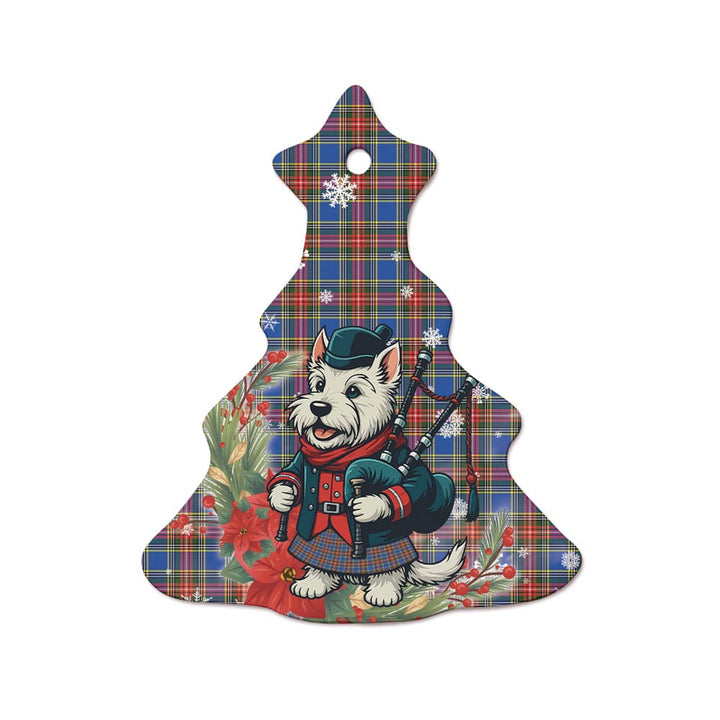 Scottish MacBeth Modern Clan Tartan Ceramic Ornament Cute Scottish Terrier Dog Tree Style Tartan Plaid