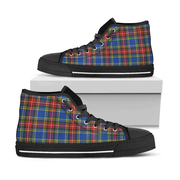 Scottish MacBeth Modern Clan Tartan High Top Shoes Black Sole Tartan Plaid