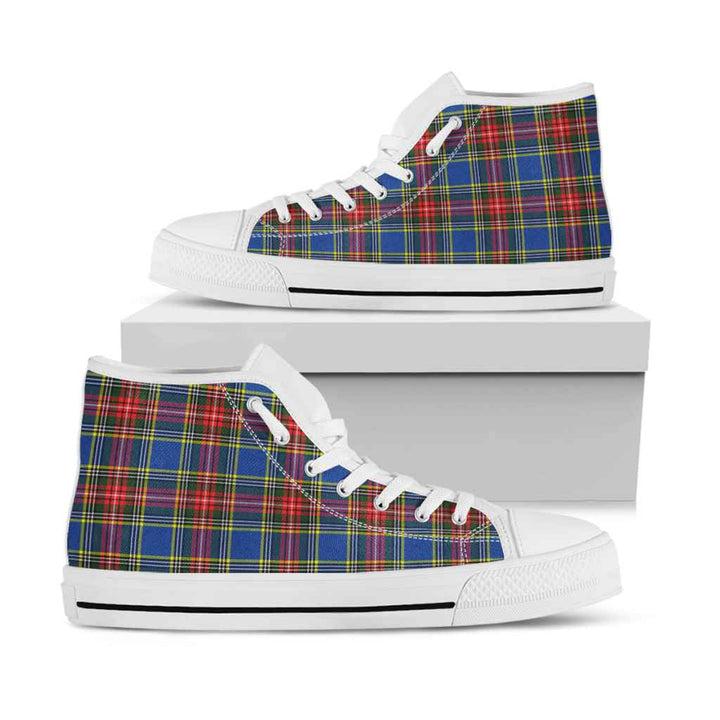 Scottish MacBeth Modern Clan Tartan High Top Shoes White Sole Tartan Plaid