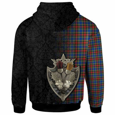 Scottish MacBeth Modern Clan Tartan Hoodie - Half Thistle Flowers Celtic Design Back Side Tartan Plaid