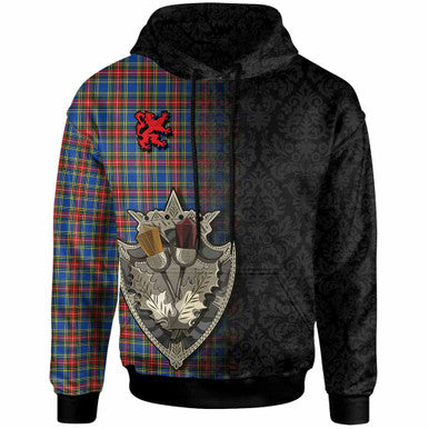 Scottish MacBeth Modern Clan Tartan Hoodie - Half Thistle Flowers Celtic Design Front Side Tartan Plaid
