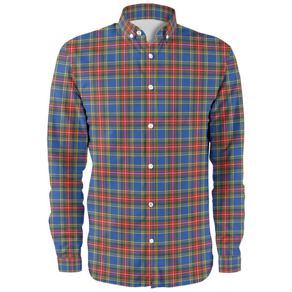 Scottish MacBeth Modern Clan Tartan Long Sleeve Shirt Front Side Tartan Plaid