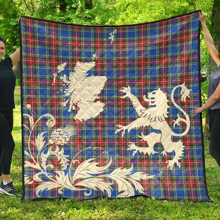 Scottish MacBeth Modern Clan Tartan Quilt Rampant Lion with Thistle Tartan Plaid 1