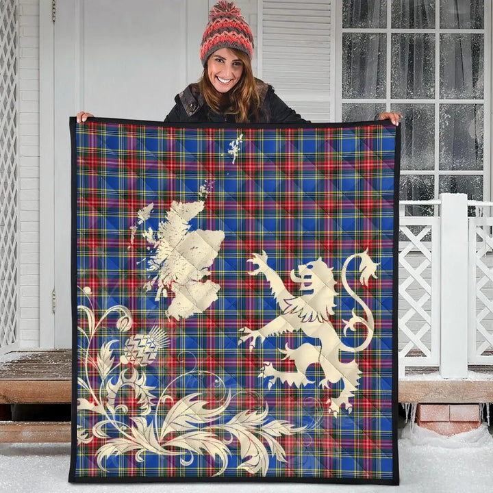 Scottish MacBeth Modern Clan Tartan Quilt Rampant Lion with Thistle Tartan Plaid 3