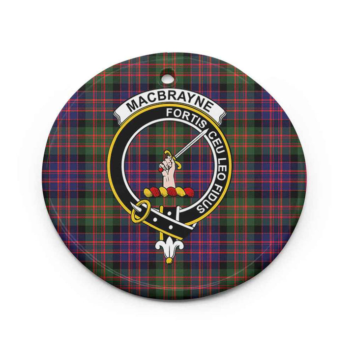Scottish MacBrayne Clan Crest Tartan Ceramic Ornament Circle Shape Tartan Plaid