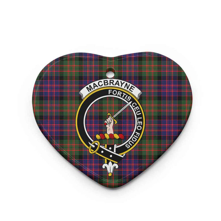 Scottish MacBrayne Clan Crest Tartan Ceramic Ornament Heart Shape Tartan Plaid
