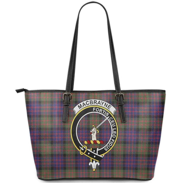 Scottish MacBrayne Clan Crest Tartan Leather Tote Tartan Plaid