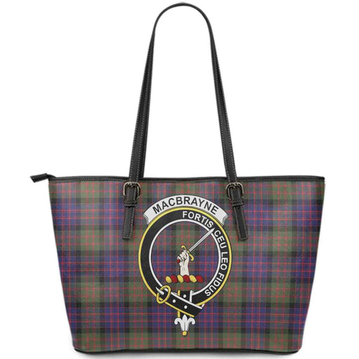 Scottish MacBrayne Clan Crest Tartan Leather Tote Tartan Plaid