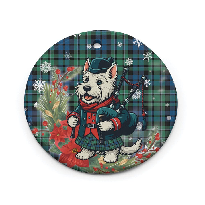 Scottish MacCallum Ancient Clan Tartan Ceramic Ornament Cute Scottish Terrier Dog Circle Style Tartan Plaid