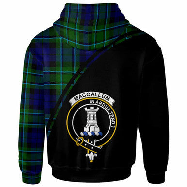 Scottish MacCallum Clan Crest Tartan Curve Hoodie Back Side Tartan Plaid