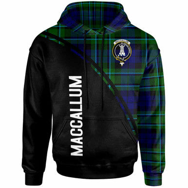 Scottish MacCallum Clan Crest Tartan Curve Hoodie Front Side Tartan Plaid