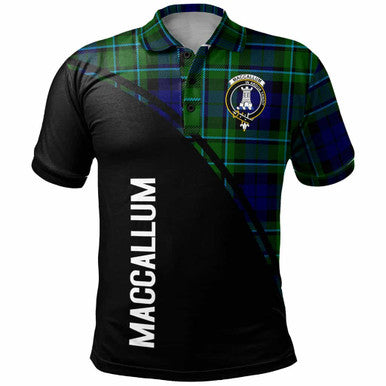 Scottish MacCallum Clan Crest Tartan Curve Polo Shirt Front Side Tartan Plaid
