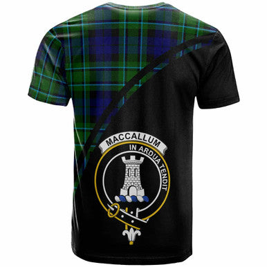 Scottish MacCallum Clan Crest Tartan Curve T-Shirt Back Side Tartan Plaid