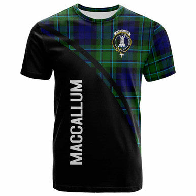 Scottish MacCallum Clan Crest Tartan Curve T-Shirt Front Side Tartan Plaid