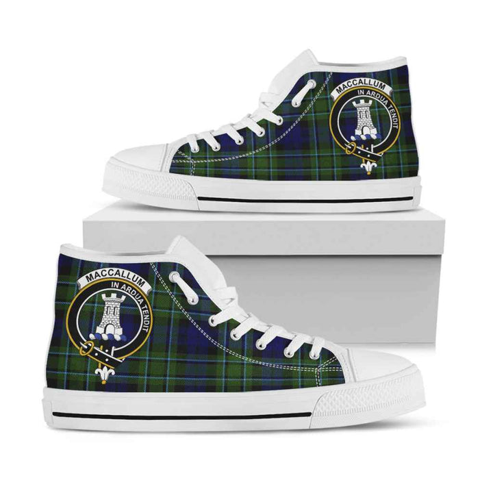 Scottish MacCallum Clan Crest Tartan High Top Shoes White Sole Tartan Plaid