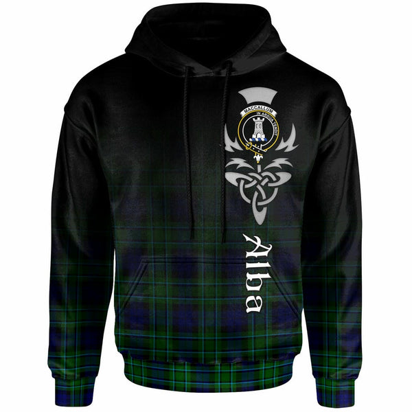 Scottish MacCallum Clan Crest Tartan Hoodie - Alba Gu Brath Family Crest Celtic Inspired Front Side Tartan Plaid