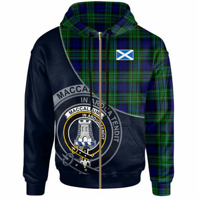 Scottish MacCallum Clan Crest Tartan Hoodie - Bend Style Zip-up Tartan Plaid