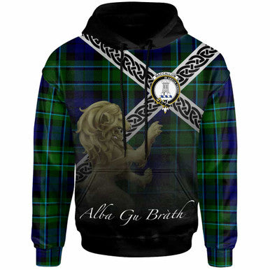Scottish MacCallum Clan Crest Tartan Hoodie - Scotland Lion Front Side Tartan Plaid